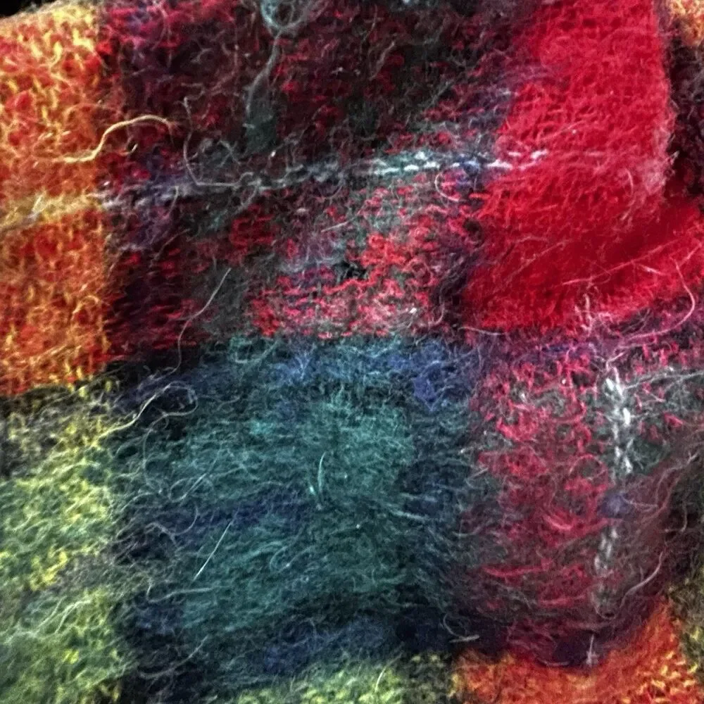 Vintage Glentana Mohair Wool Plaid Blanket Made in Scotland Fringe Throw